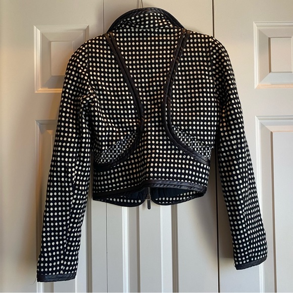 A/X Armani Exchange Black & White Polka Dot Wool Zip Front Cropped Jacket XS - Picture 5 of 7